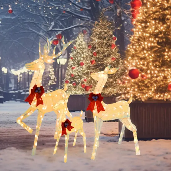 Outdoor or Indoor Christmas Reindeer Decoration with Warm LED Lights & Stakes {2}