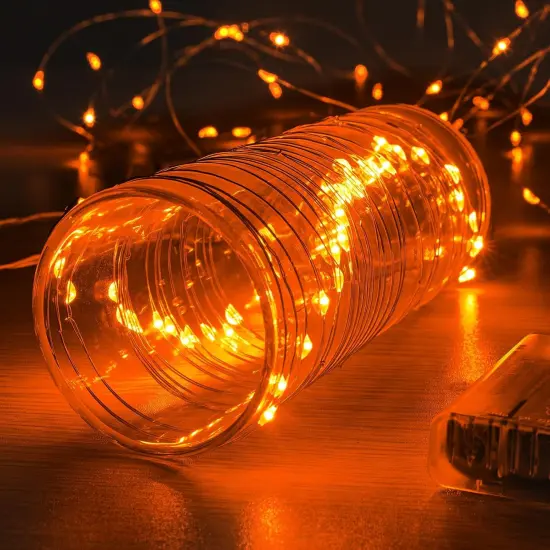 1 Pack Orange String Lights - 16.4FT, 50 LEDs (Battery Operated) {1}