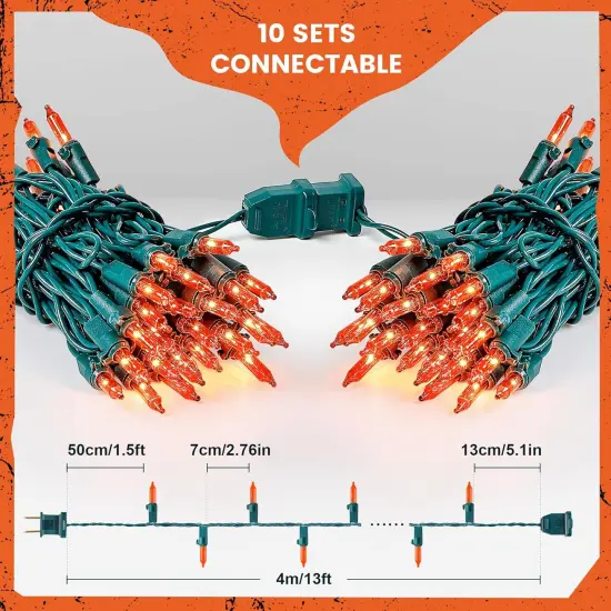 Orange Halloween String Lights - 13Ft, 50 Incandescent Bulb {2}