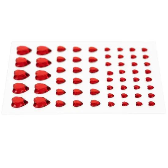 CousinDIY Adhesive Rhinestones 60/Pkg-Red Heart {6}