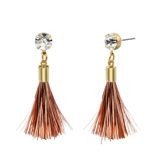 Pink Tassel New Years Style Drop Earrings {1}