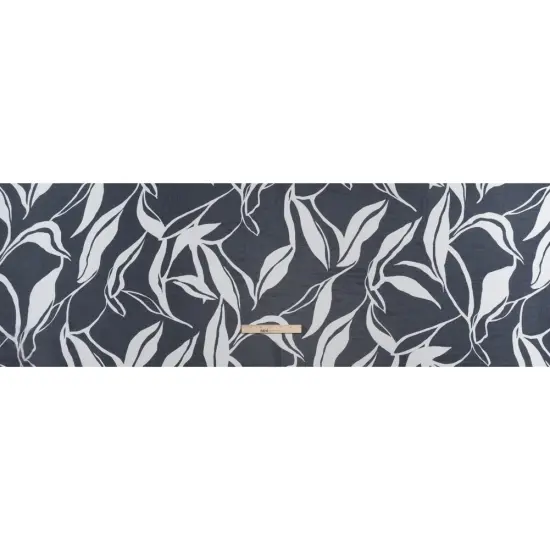 1 Yard Polyester Chiffon Print Fabric Navy Blue & White Flowing Leaves, 56 Inches Width {3}