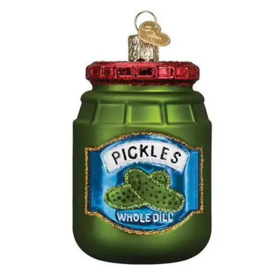 Old World Christmas 3.5 Inch Jar Of Pickles Christmas Tree Ornament , Whole Dill Green {1}