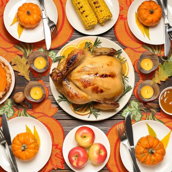 12 Pcs Fall Pumpkins Placemats and Coaster Set of 6 {3}