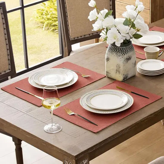 Heat Resistant Double Layered Thickened Burlap Fall Place Mat(Orange) {2}