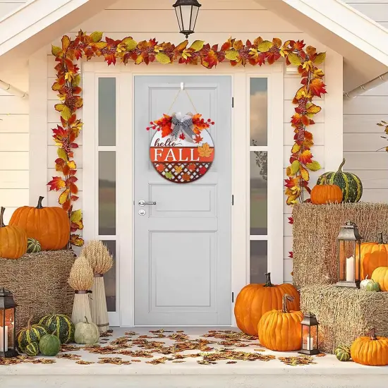 3D Hello Fall Welcome Wreath (Hello Fall Sign) {4}