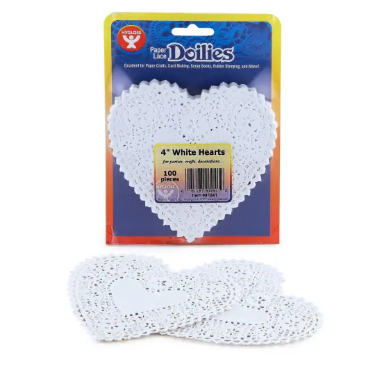 Heart Doilies, White, 4", Pack of 100 {1}