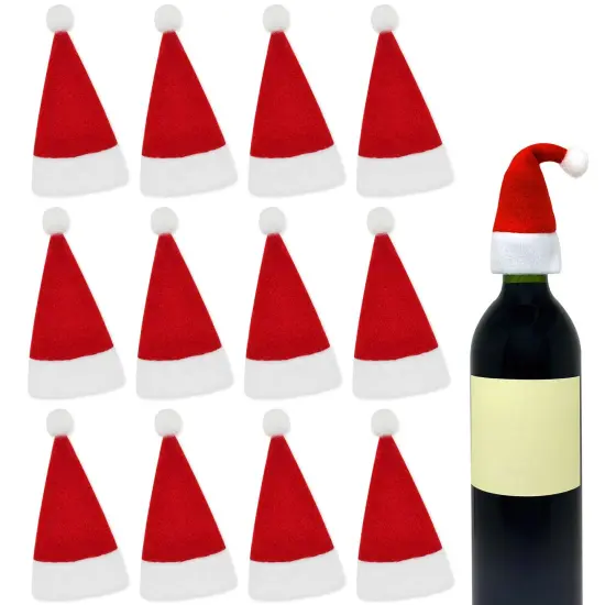 Wrapables Mini Santa Hat Silverware Holders, Wine Bottle Hats, Table Decor (Set of 12) {1}