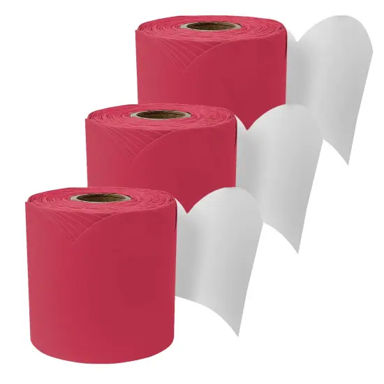 Rolled Scalloped Bulletin Board Border, Berry Red, 65 Feet, Pack of 3 {1}