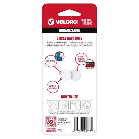 VELCRO(R) Brand Sticky Back Coins .625" 15/Pkg-White {2}