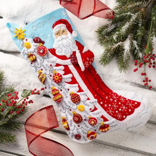 Bucilla Felt Stocking Applique Kit 18" Long-Snowy St. Nick {4}