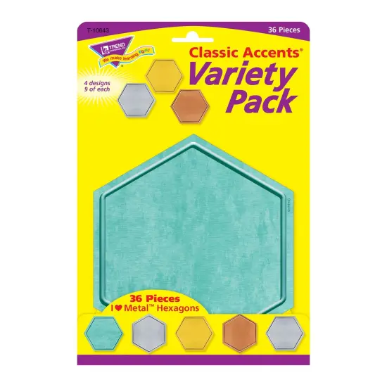 I &hearts; Metal&trade; Hexagons Classic Accents&reg; Var. Pack, 36 ct {1}
