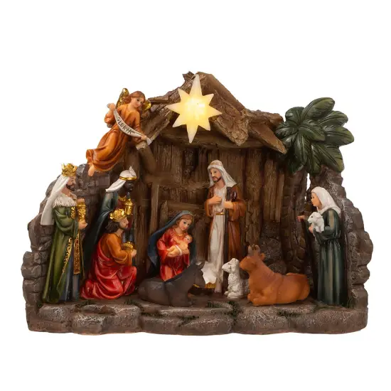 Kurt Adler 10.4-Inch Battery Operated Light-Up Nativity Table Piece {1}