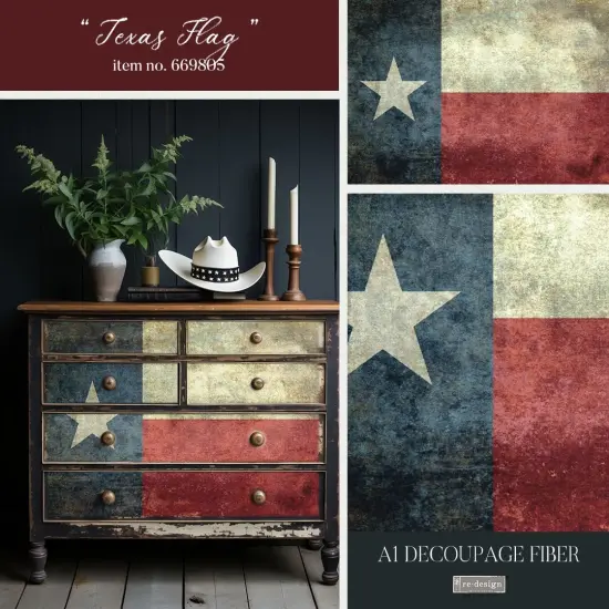 Prima Re-Design A1 Decoupage Fiber-Texas Flag {3}