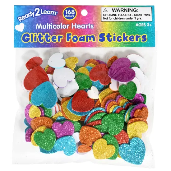 Glitter Foam Stickers Hearts Multi {1}