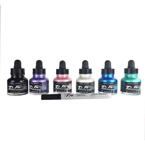 Daler-Rowney FW Acrylic Ink Set 6/Pkg-Pearlescent {6}