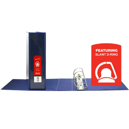 Slant D Ring View Binder with 2 Pockets, 3", Blue {1}