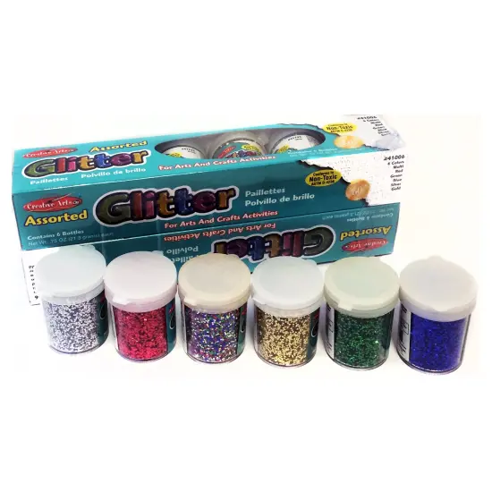 Creative Arts Glitter, Assorted Colors, .75 oz. Shakers, 12 Per Pack, 2 Packs {1}