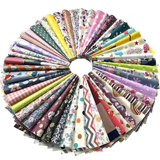 25 Piece Quilting Fabric, Misscrafts 8" x 8" (20cm x 20cm) Cotton Craft Fabric Bundle Patchwork Pre-Cut Quilt Squares for DIY Sewing Scrapbooking Quilting Dot Pattern {1}