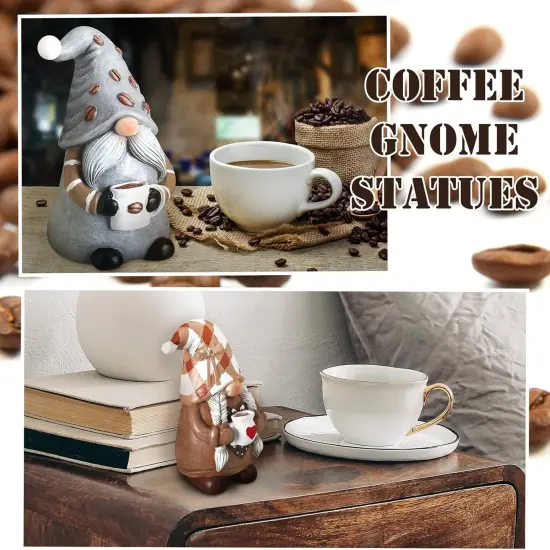 2 Pack Coffee Gnomes Figurines Coffee Bar Decor {3}