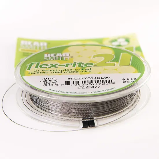 The Beadsmith Flex-Rite 21 Strand Nylon Coated, Stainless-Steel Beading Wire, Jewelry Making Supply (.014 Dia, Clear - 30 Ft) {2}