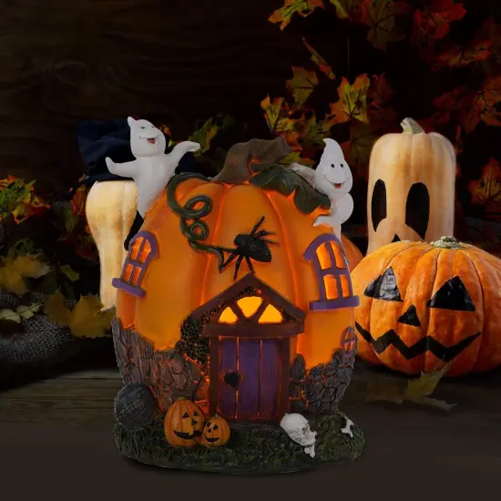 Halloween Pumpkin & Ghosts LED Resin Statue Decoration - Jack Lantern {3}
