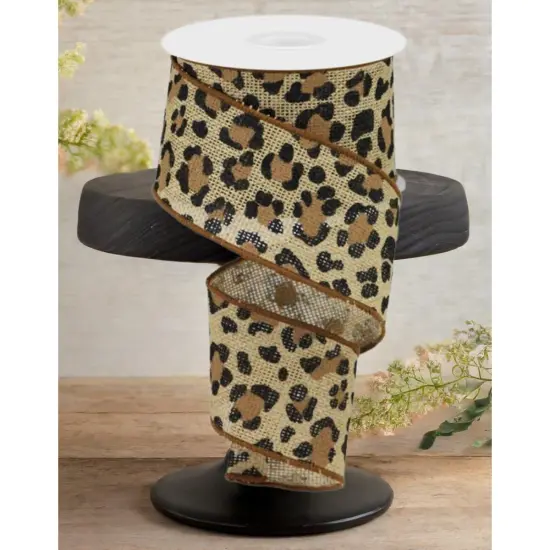 2.5" Leopard Print Ribbon: Natural (10 Yards) {2}