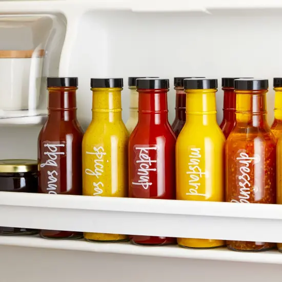 Talented Kitchen 132 White Script Oil and Vinegar Labels for Bottles, Clear Preprinted Condiments and Olive OIl Label Stickers for Squeeze Dispensers, Kitchen Pantry Organization {4}