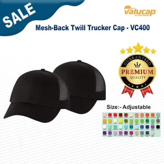 Valucap&reg; Mesh Back Twill Trucker Cap Red/ White {3}
