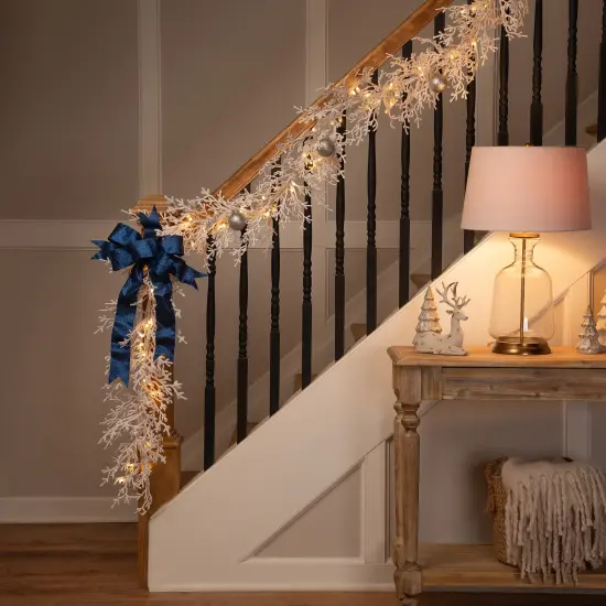 Northlight Pre-Lit Flocked Twig Artificial Christmas Garland - 9' x 14" - LED Warm White Lights {4}