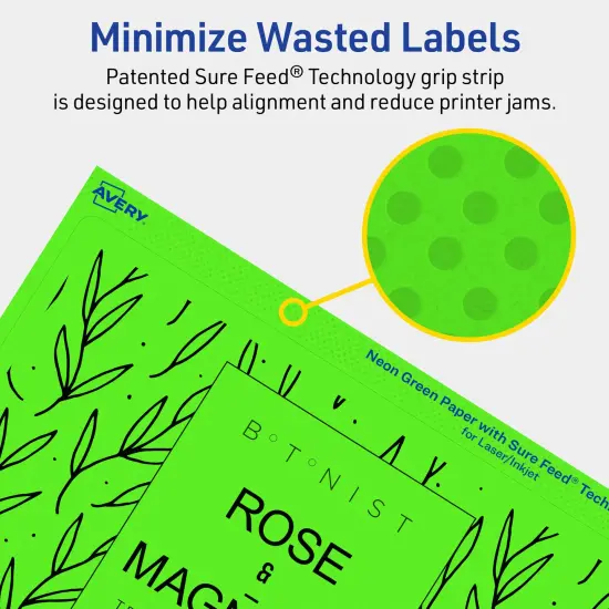 Avery Neon Green Paper Labels, 5" x 8-1/8" Rectangle {4}