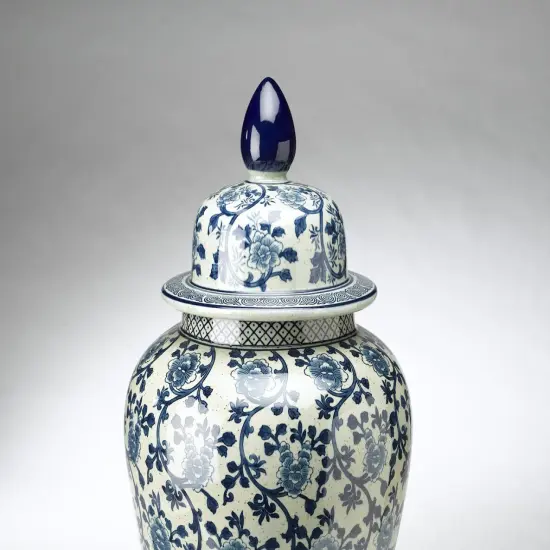 AA Importing 59707 24 Inch Antiqued Pale Green And Blue Jar With Lid {4}