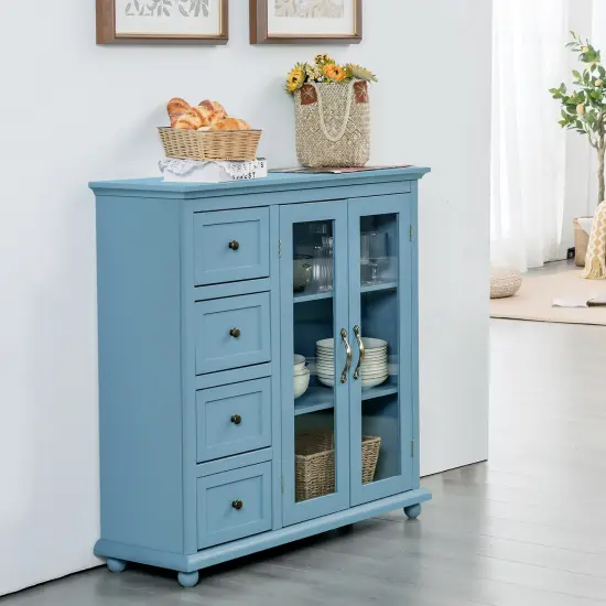 Costway Buffet Sideboard Table Kitchen Storage Cabinet w/ Drawers & Doors White\Blue\Green {2}