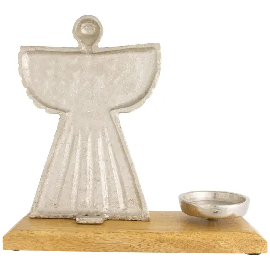 Northlight Heavenly Angel Metal Christmas Votive Candle Holder - 10" - Silver {7}