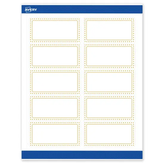 Avery Printable Rectangle Labels, Gold Border with Gold Dots, 2" x 4", Matte White Rectangle Labels, Permanent, Laser/Inkjet, 100ct, Great for Product Labels {1}