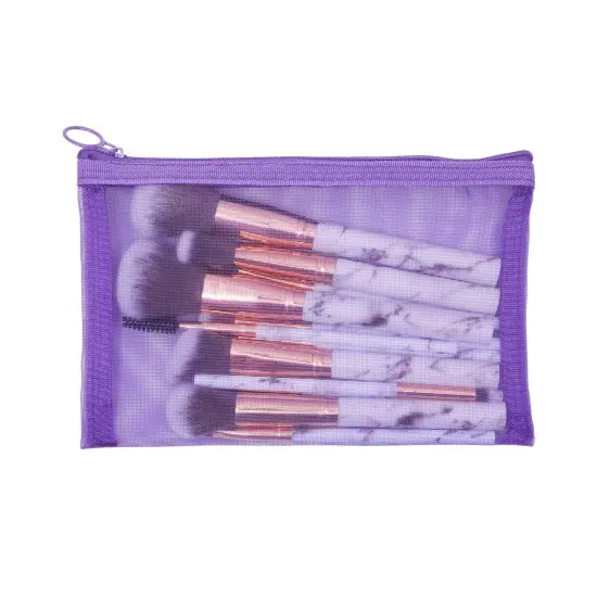 8-Piece Purple Mesh Makeup Bag Sets for Traveling, Overnight Trips, Weekender, Cosmetic Storage Holder, Pencil Organizer Pouch with Zipper, 2 Large, 2 Medium, and 4 Small Bags {7}