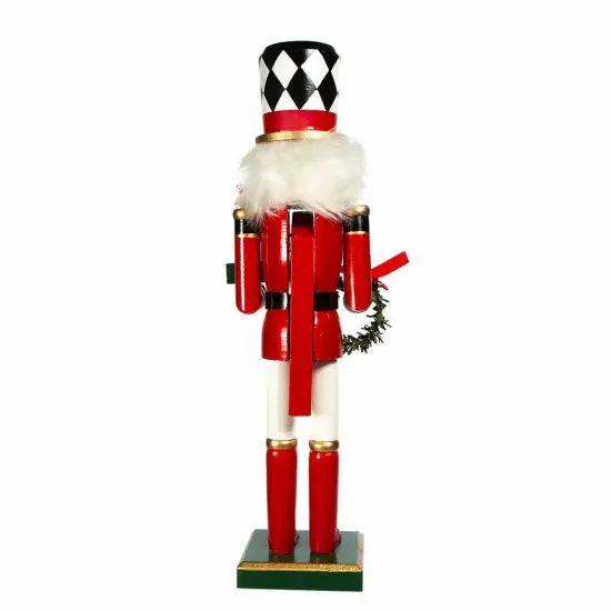Kurt Adler 15-Inch Red, White and Black Nutcracker with Gift Box and Wreath {2}