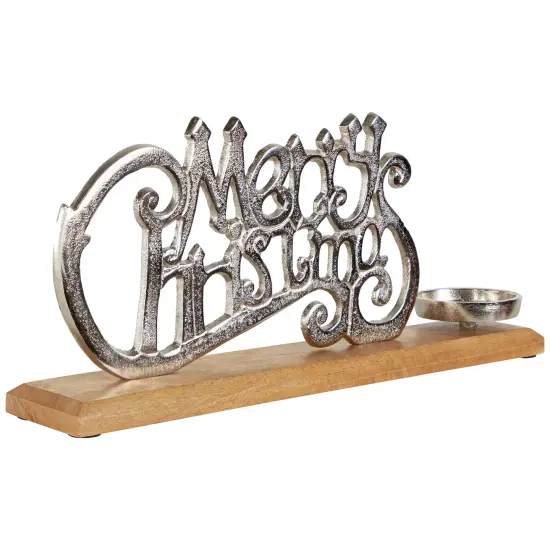 Northlight "Merry Christmas" Metal Sign Votive Candle Holder -15.5" Silver {6}