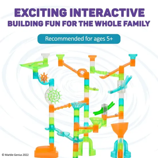 Marble Genius Stunts Slider Set, 8 Pcs Total, 4 Two-Way Sliders and 4 Catch Buckets, Add-On Pieces for Extending Your Marbles Stunt Racing Runs, Ages 5 and Up Multicolor {5}