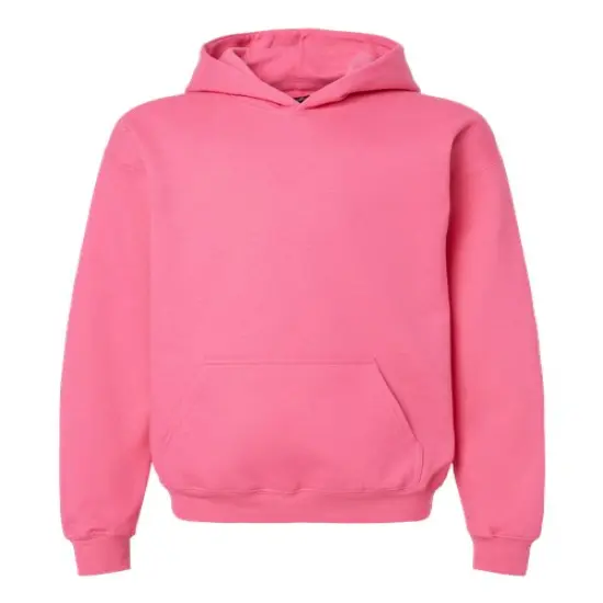 Gildan&reg; Youth Midweight Hooded Turtle Neck Long Sleeve Sweatshirt Pink Lemonade {1}