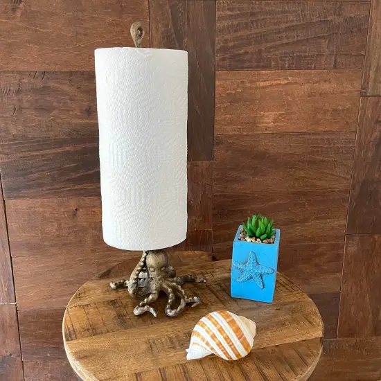 Bronze Cast Iron Octopus Paper Towel Holder Kitchen Bathroom Decor Organizer {5}