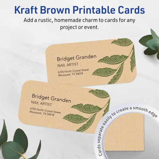 1-3/4" x 3-1/2" Rectangle Rounded Corners, Kraft Brown Business Cards {2}