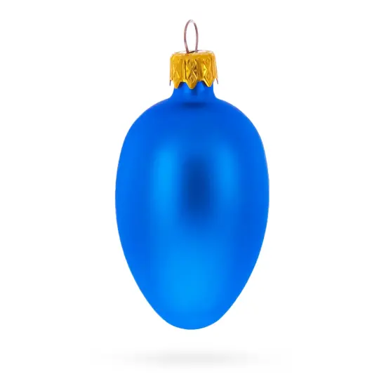 Set of 6 Matte BlueMini Glass Egg Ornaments 2.9 Inches {3}