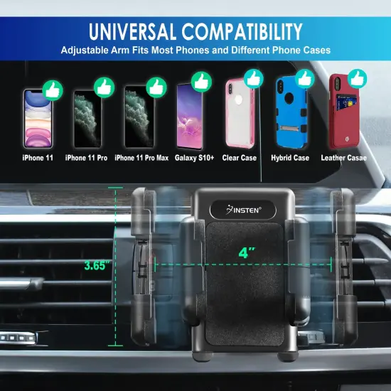 Insten Car Phone Holder Universal Windshield Dashboard Suction Cup 360 Air Vent Mount for Cellphones iPhone 11 / 11 Pro / 11 Pro Max XS X 8 7 6S 6 Plus SE Samsung Android Windscreen Car Cradle Black {3}