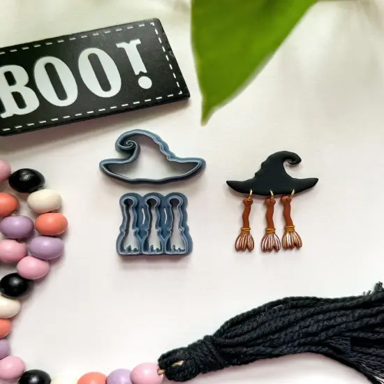 WITCH HAT BROOM DANGLES | HALLOWEEN | CLAY CUTTERS {1}