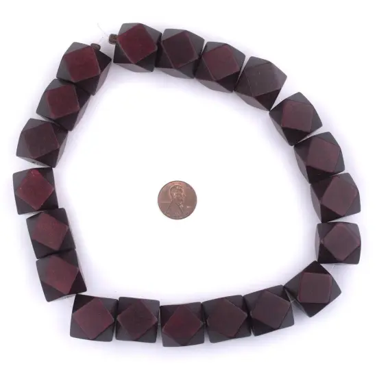 The Bead Chest Dark Brown Cornerless Cube Wood Beads: 20mm Diamond Cut Natural Organic Beads for Jewelry Making {2}