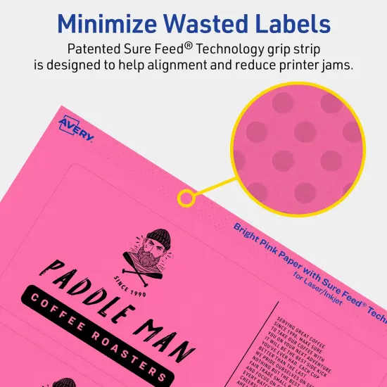 Avery Bright Pink Paper Labels, 3" x 7" Rectangle {4}