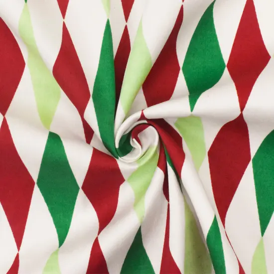 White-Red-Multi Diamond Printed Stretch Cotton Twill Sateen Woven Fabric By the Yard {3}