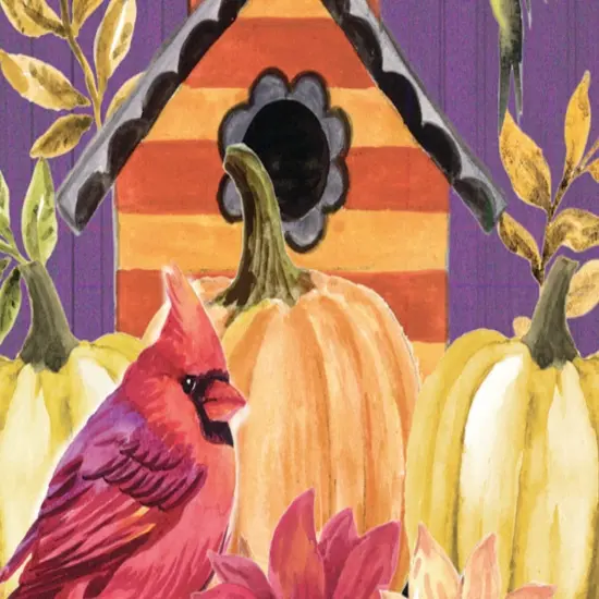 Welcome Fall Bird House Autumn Garden Flag 2 Sided {3}