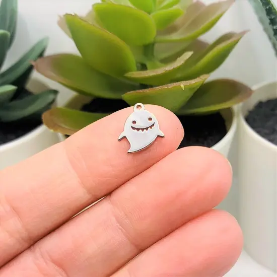 Small Stainless Steel Halloween Ghost Charms, 10x12mm {2}